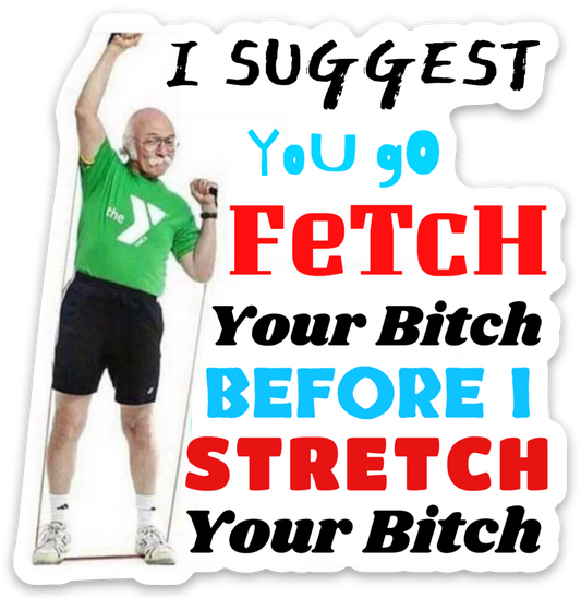 Fetch Your Bitch Before I Stretch Your Bitch Sticker Indoor Application ONLY