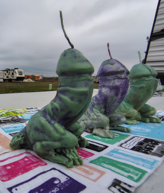 Dickkasaurus Rex Handcrafted Phallus/Dinosaur Hybrid Artisan Aromatherapy Candle DICKKASAURI 2 PACK - CUSTOM COLOR REQUEST
